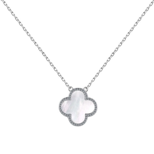 ONYX White clover necklace